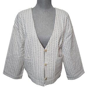 Yargici Women's Cotton Quilted Beige Black Jacket Size 2